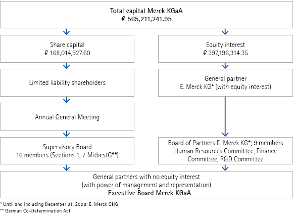 Capital structure and organizational structure of the Merck KGaA (graphics)