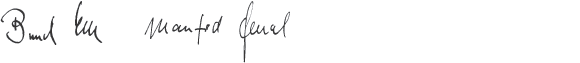Signature Dr. Bernd Erle and Manfred Jenal &ndash; Auditors (handwriting)
