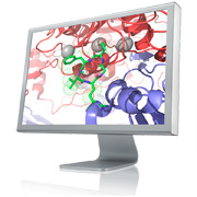 Merck is developing targeted cancer therapies such as the molecule cilengitide (in green) shown here at its molecular target. (photo)