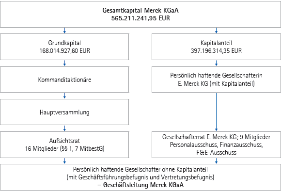 Kapitalstruktur und Organisationsaufbau der Merck KGaA (Grafik)