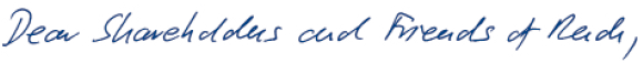 "Dear Shareholders," (handwriting)
