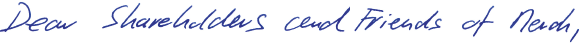 "Dear Shareholders and friends of Merck," (handwriting)