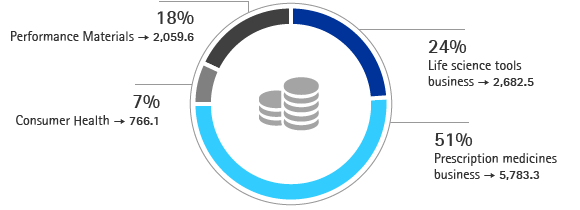 Sales by division &ndash; 2014 (pie chart)